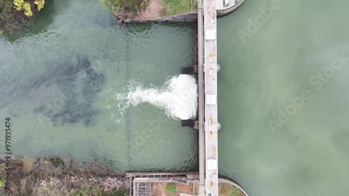 Aerial footage of Lake Eildon and Eildon wall Victoria Australia photo