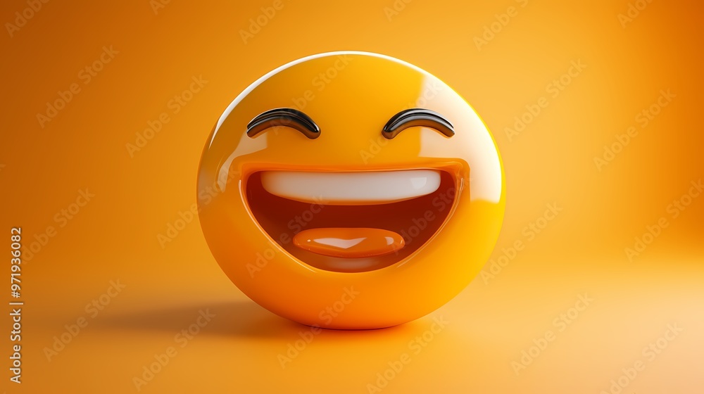 Bright and cheerful smiling emoji on a vibrant orange background. Bright and cheerful smiling emoji on a vibrant orange background.