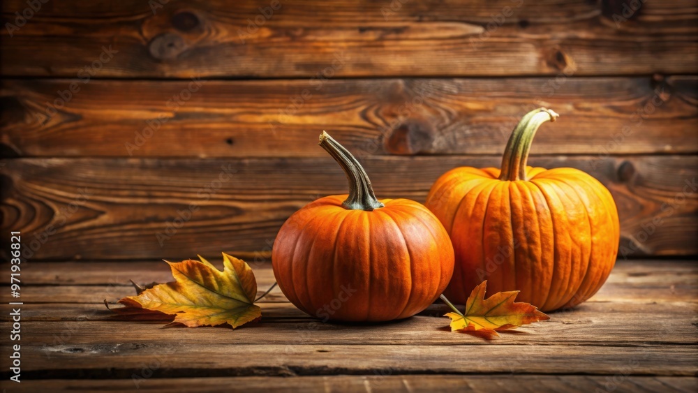 Two pumpkins sitting on a rustic wooden table, perfect for autumn harvest and Thanksgiving Day decor , pumpkins Two pumpkins sitting on a rustic wooden table, perfect for autumn harvest and Thanksgiving Day decor , pumpkins