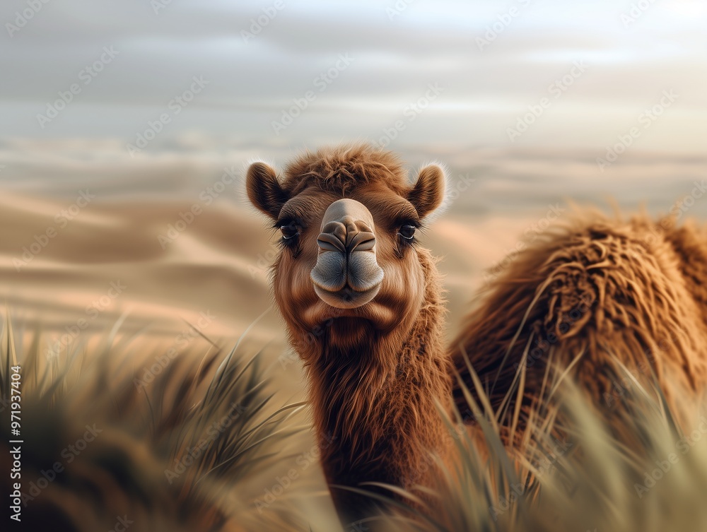 Obraz premium Portrait of a Bactrian Camel in Its Natural Habitat