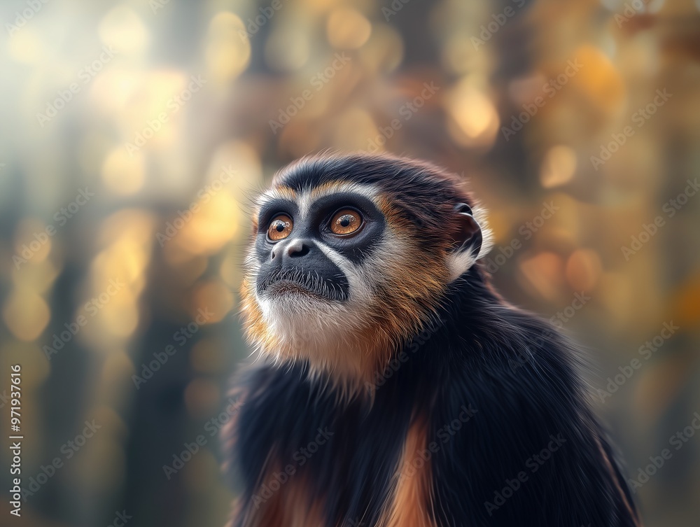 African De Brazza's Monkey, Arboreal Wildlife, Jungle Primate African De Brazza's Monkey, Arboreal Wildlife, Jungle Primate