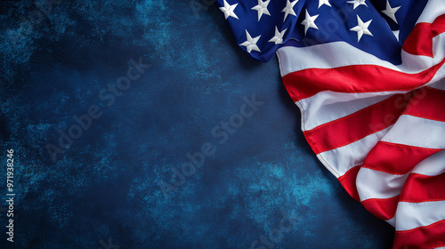 American flag on dark blue background
