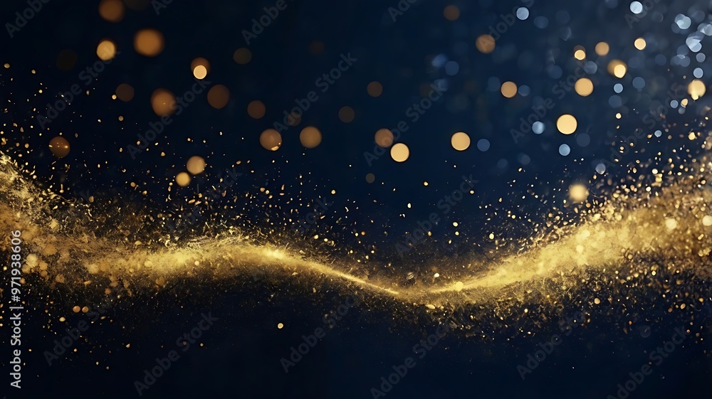 Elegant Dark Blue and Gold Particle Abstract Background: Perfect for Christmas with Golden Light, Shimmering Bokeh, Navy Blue Base, and Luxurious Gold Foil Texture – Ideal for Holiday Designs Elegant Dark Blue and Gold Particle Abstract Background: Perfect for Christmas with Golden Light, Shimmering Bokeh, Navy Blue Base, and Luxurious Gold Foil Texture – Ideal for Holiday Designs