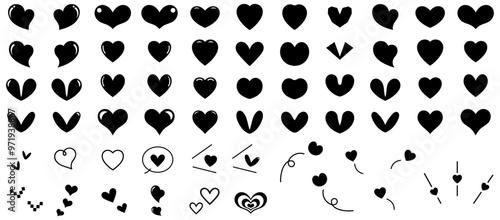 色々な形のハート　黒