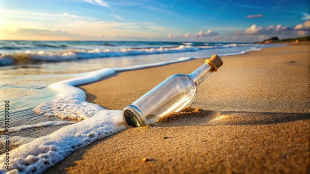 Message in a bottle lying on the sandy beach shore , beach, sand, message, bottle, communication, coast, ocean Message in a bottle lying on the sandy beach shore , beach, sand, message, bottle, communication, coast, ocean