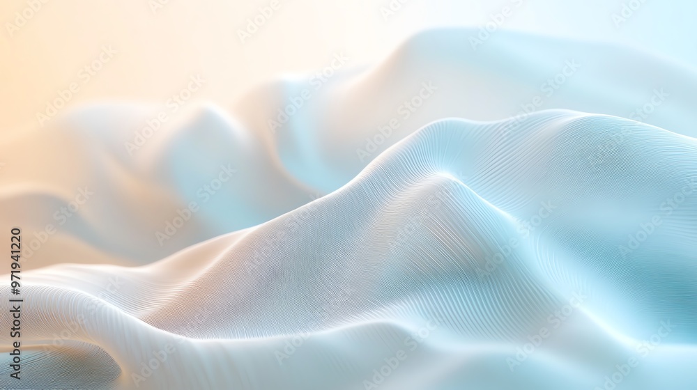 Obraz premium Gentle flowing lines forming rhythmic patterns, soft pastel hues, peaceful atmosphere, calming rhythms, minimalist abstract background for relaxation