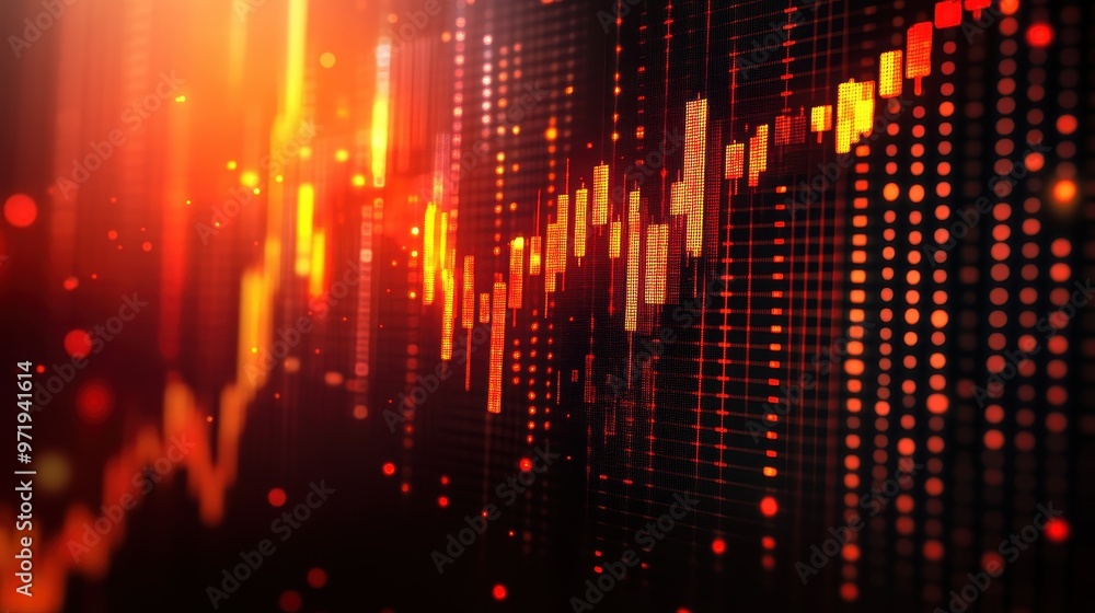 A close up of a graph with red lines and dots A close up of a graph with red lines and dots