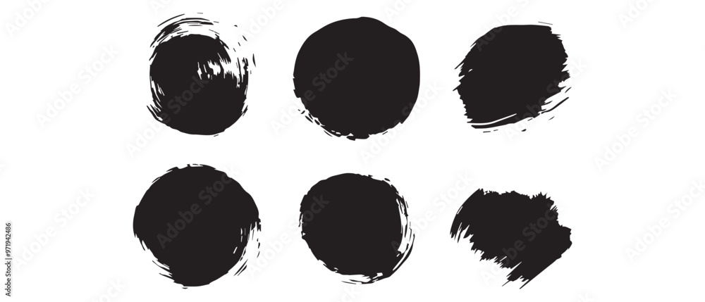 black circle brush with a white background design. black circle brush with a white background design.