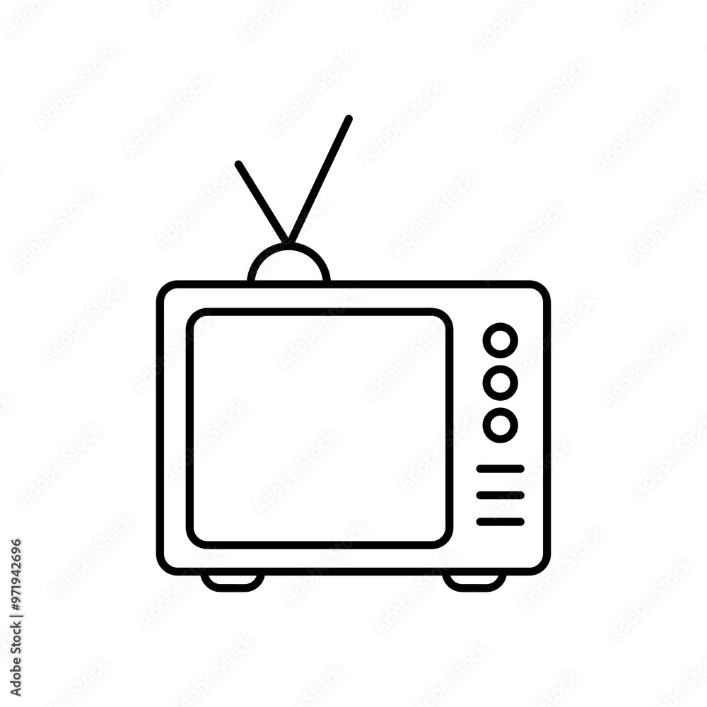 TV line icon. Web sing simple flat black trendy style illustration for web and app..eps TV line icon. Web sing simple flat black trendy style illustration for web and app..eps