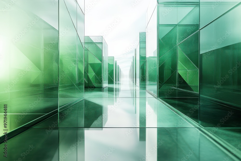 A green wall made of many small cubes A green wall made of many small cubes