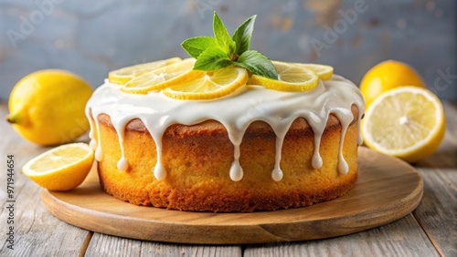 Delicious lemon cake with white icing and zest on top, lemon, cake, dessert, sweet, baked, pastry, confectionery, citrus, yellow