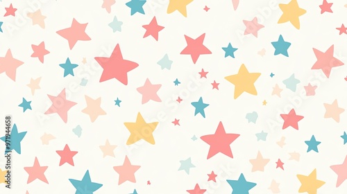 Pastel Colored Stars on a White Background