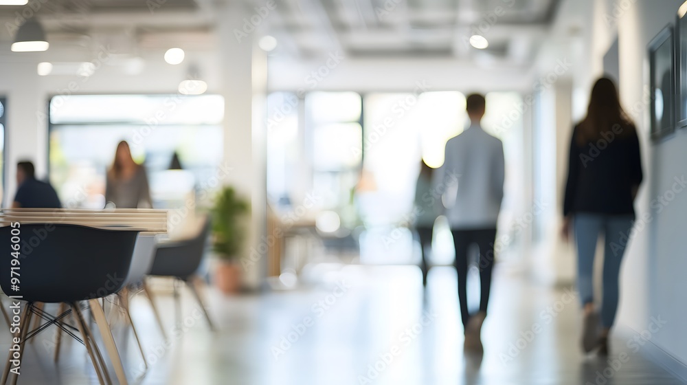 Blurred People Walking Through a Modern Office Space Blurred People Walking Through a Modern Office Space