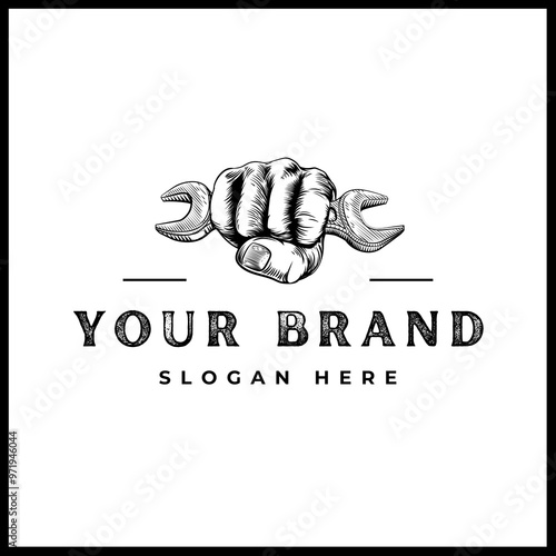 simple logo with an automotive tool theme