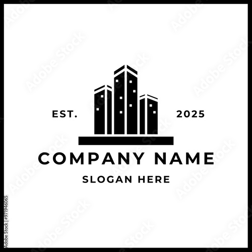 simple logo with a building theme