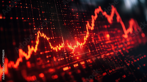 Wallpaper Mural Digital display of rapidly falling interest rates shown in red graph. Torontodigital.ca