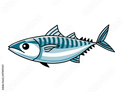 Vector illustration of mackerel fish, isolated on white background. This design is ideal for projects related to marine life, fishing, seafood and marine conservation