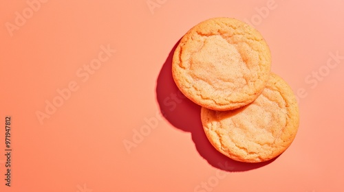 Delicious Snickerdoodle Cookies on Coral Background | Top-Down View