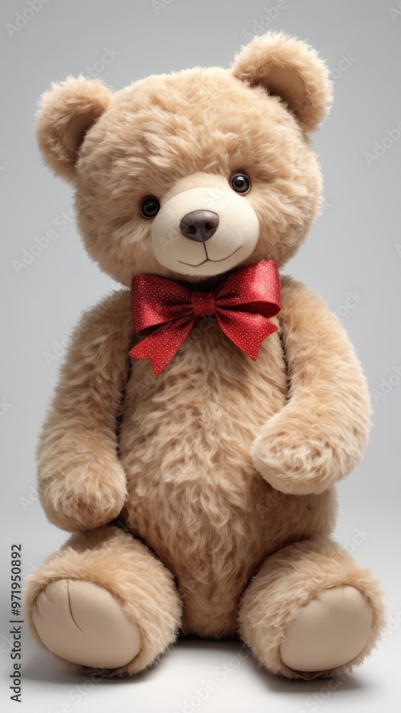 Cute teddy bear with bow isolated white background