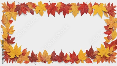 Beautiful foliage Natural background Border frame of colorful leaves Vibrant fall colors Autumn leaves