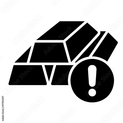 Fake gold icon to prank with warning sign