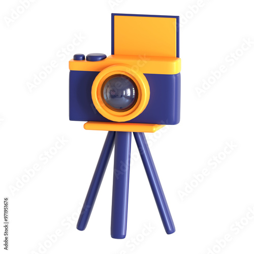 streaming camera with tripod 3D icon illustration