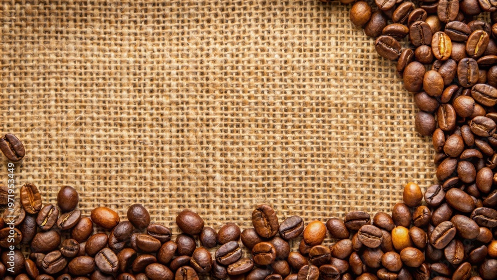 Coffee beans on jute fabric and coffee kernels, coffee, beans, jute, fabric, kernels, resting, beverage, drink, aromatic, organic Coffee beans on jute fabric and coffee kernels, coffee, beans, jute, fabric, kernels, resting, beverage, drink, aromatic, organic