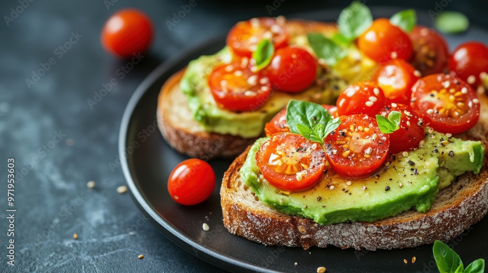Avocado Toast with Cherry Tomatoes and Basil Avocado Toast with Cherry Tomatoes and Basil
