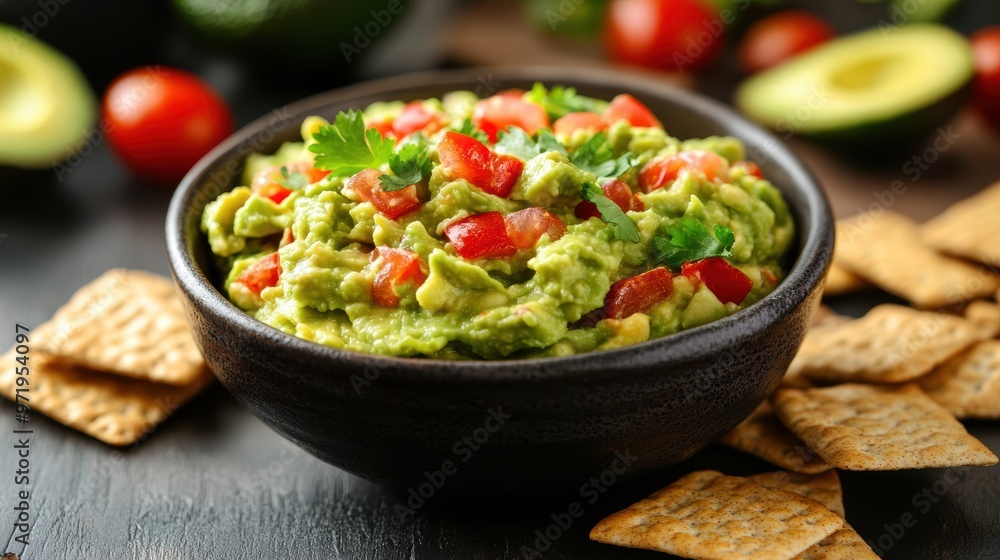 Delicious Guacamole Dip with Crackers Delicious Guacamole Dip with Crackers