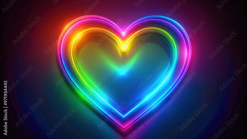 Neon iridescent abstract heart glowing with a rainbow spectrum of colors, neon, iridescent, abstract, glow, rainbow, spectral Neon iridescent abstract heart glowing with a rainbow spectrum of colors, neon, iridescent, abstract, glow, rainbow, spectral