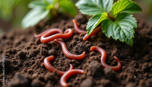  Natures cycle  Earthworms enrich the soil nurturing the plant life above photo