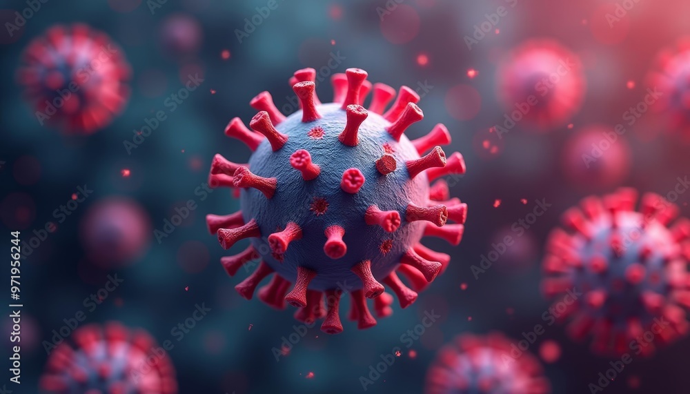 Fototapeta premium Viral particles in motion a 3D rendering of a virus