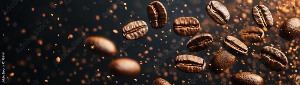 Digital art of coffee beans turning into allergen symbols, creative concept, high detail Digital art of coffee beans turning into allergen symbols, creative concept, high detail
