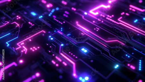 Dark futuristic digital circuit board background