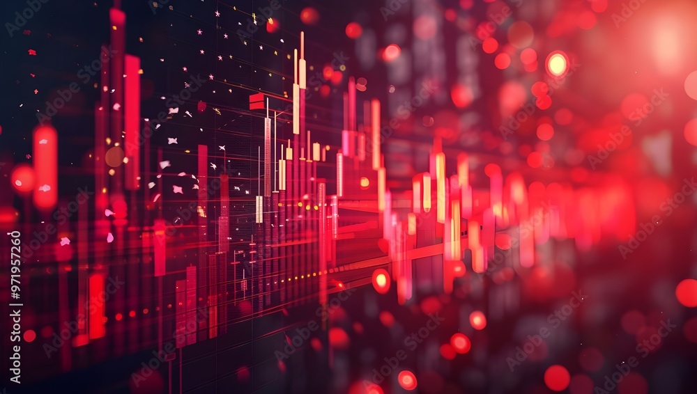 financial stock market graph on technology abstract background. Finance and investment concept. double exposure - Generated AI financial stock market graph on technology abstract background. Finance and investment concept. double exposure - Generated AI