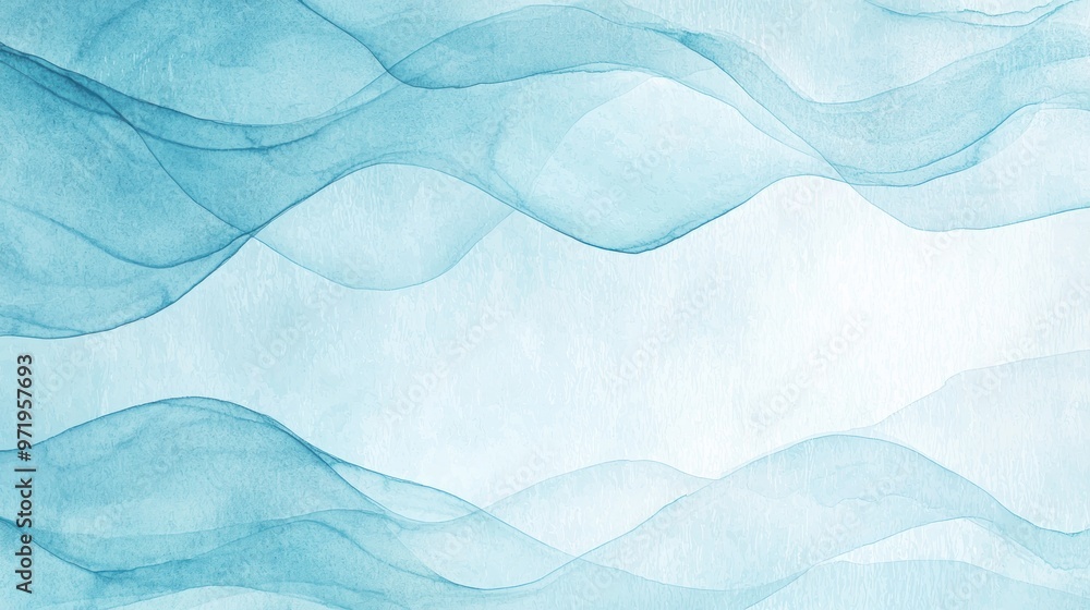 Obraz premium Single-color abstract in pale blue, soothing textures with gentle flow, Watercolor style