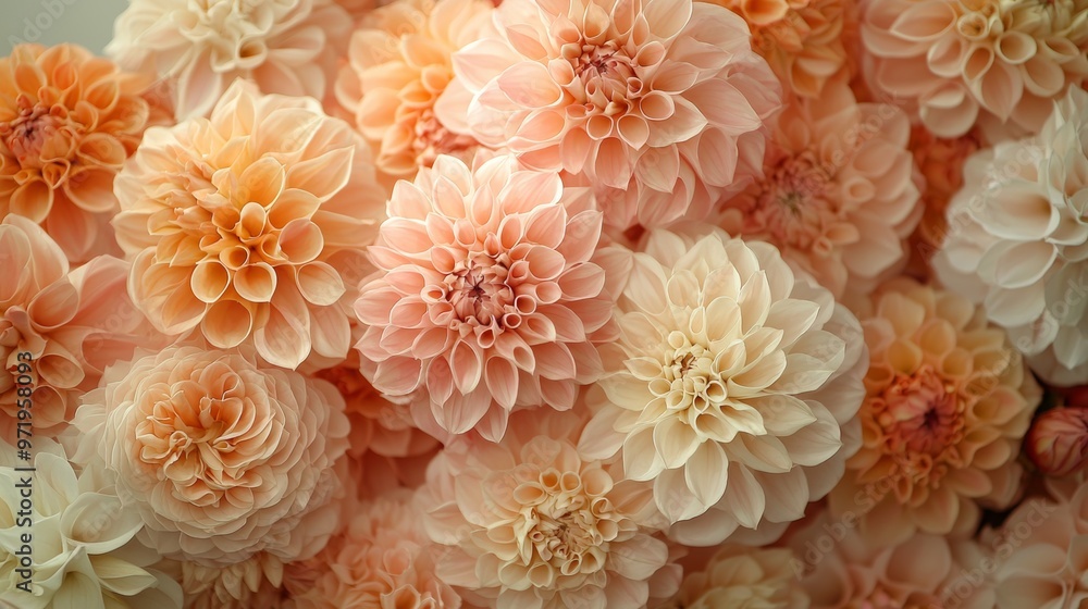 Close Up of Peach and Cream Dahlias Close Up of Peach and Cream Dahlias