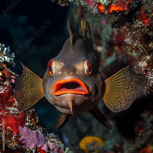 red -lipped batfish photo