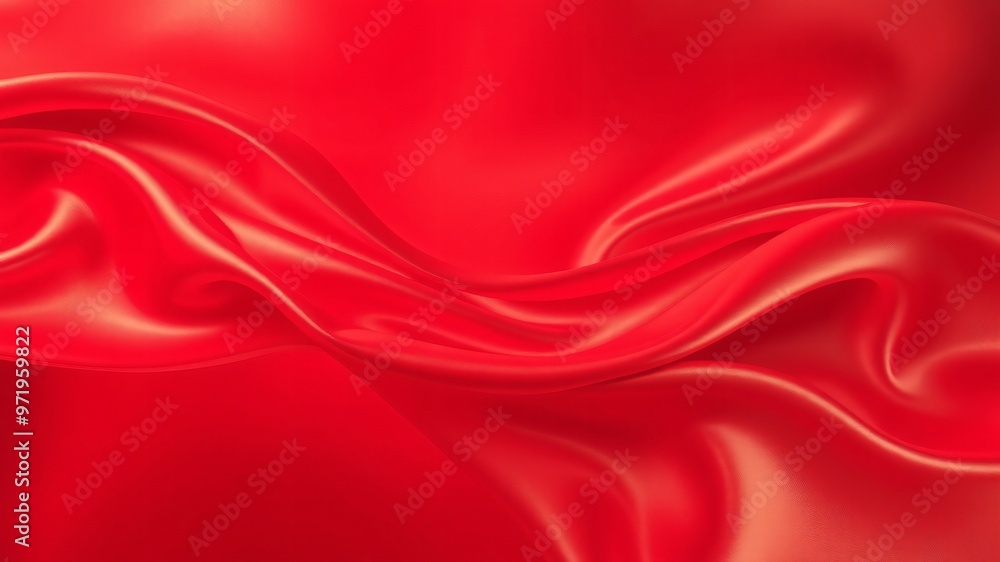 Graceful red silk fabric drapes elegantly with soft waves capturing light in a serene context Graceful red silk fabric drapes elegantly with soft waves capturing light in a serene context