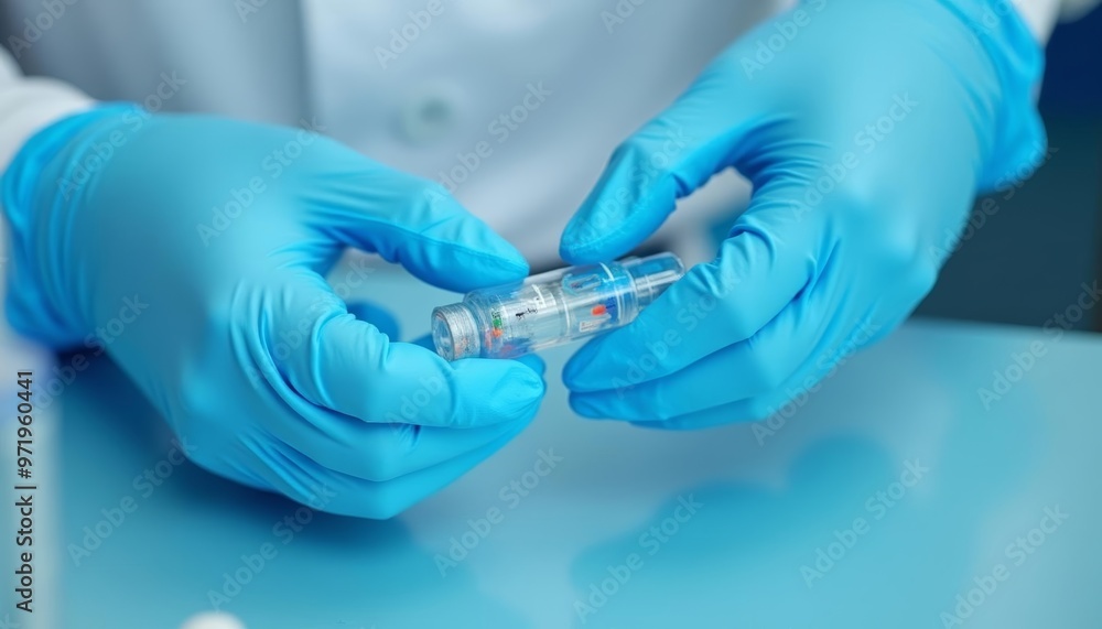 Precision in the lab Hand holding a test tube Precision in the lab Hand holding a test tube