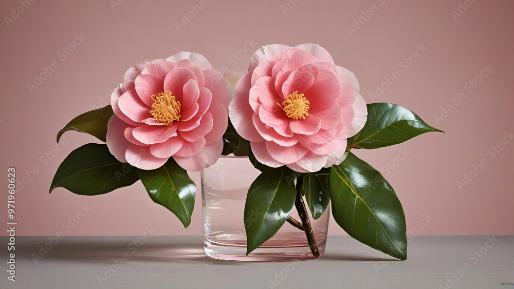 two beautiful pink rose flowers isolated on pink and gray background,
two beautiful pink rose flowers isolated on pink and gray background,