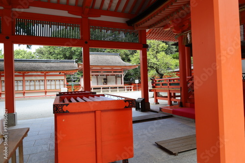 A Japanese shrine : a scene of Hon-den Main in the precincts of Kashii-gu Shrine in Fukuoka City in Fukuoka Prefecture photo