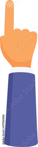 Cartoon style vector illustration of a hand with the index finger pointing up