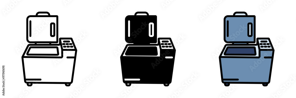 Bread Maker Icon, an automatic machine for mixing, kneading, and baking bread, allowing for fresh, homemade loaves with minimal effort. Bread Maker Icon, an automatic machine for mixing, kneading, and baking bread, allowing for fresh, homemade loaves with minimal effort.