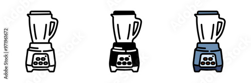 Blender icon, An electric appliance with rotating blades, ideal for blending smoothies, purees, soups, and other liquid-based mixtures.