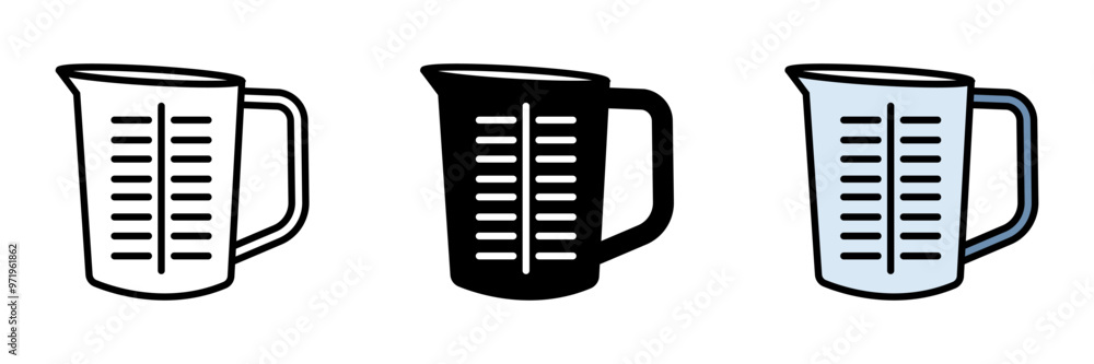 Measuring Cup Icon, A kitchen tool marked with measurements, used for accurately measuring liquid or dry ingredients in cooking or baking. Measuring Cup Icon, A kitchen tool marked with measurements, used for accurately measuring liquid or dry ingredients in cooking or baking.