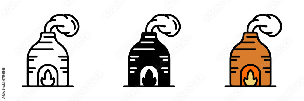 Obraz premium Mini Kiln Icon, A small oven used for firing ceramics, glass, or metal, reaching high temperatures for crafting and jewelry-making.