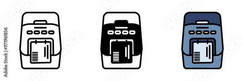 Label Printer Icon, A device that prints labels for organization, identification, or branding, commonly used in home, office, or business settings.