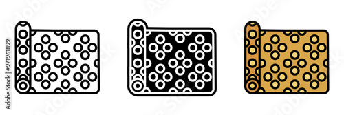 Pattern Paper Icon, Pre-printed paper used in sewing or crafting, providing a template for cutting fabric or materials into desired shapes.