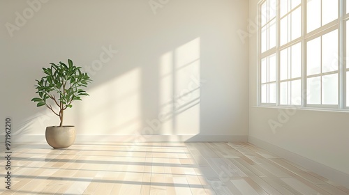 Peaceful Room with a Potted Plant in Solitude